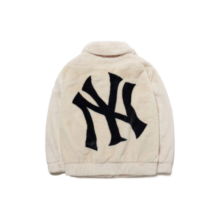 MLB Basic Letter Logo Plush Stand Collar Jacket Unisex Jackets White 3AJPF0416-50CRS