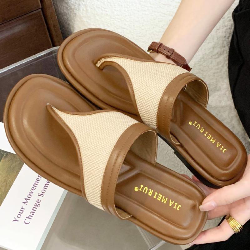 Fashion Round Toe Clip-toe Women Sandals Fashion Open Toe Soft Sole Flip Flops Summer Simple Comfortable Non-slip Vacation Beach Shoes