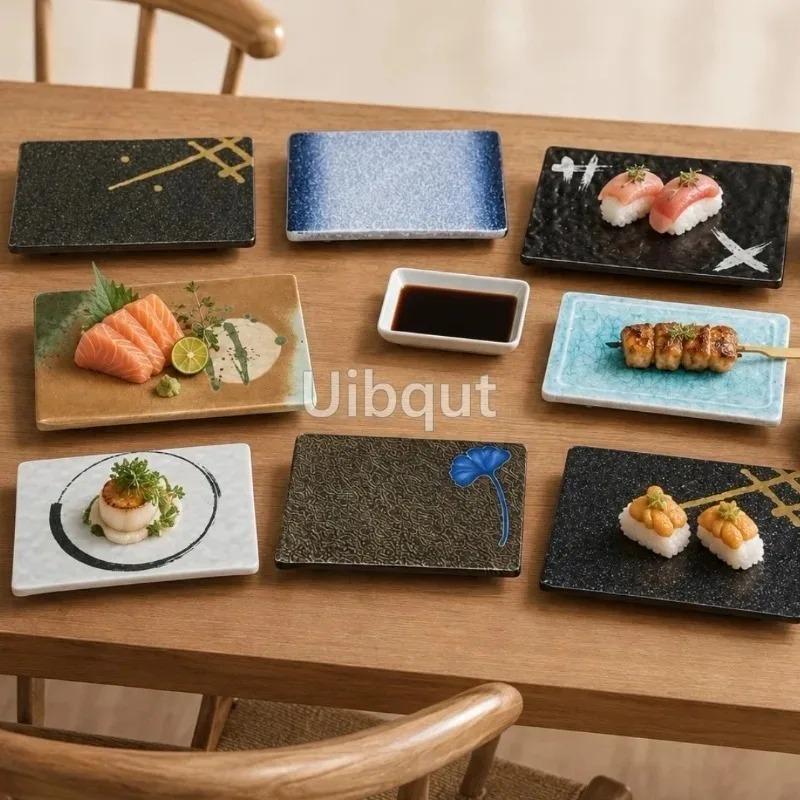 Melamine Rectangular Plate Japanese Tableware Plate Front Grilled Sushi Dish Sashimi Display Yakitori Dish Commercial BBQ Plates
