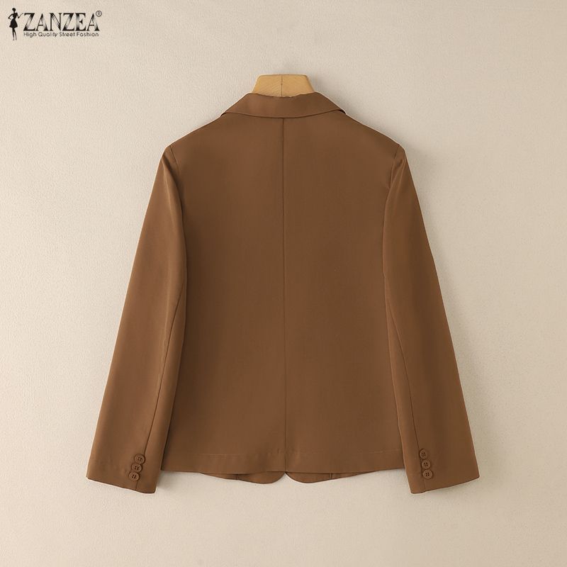 ZANZEA Womes Casual Lapel Autumn Long Sleeve Thin Cardigan Blazer