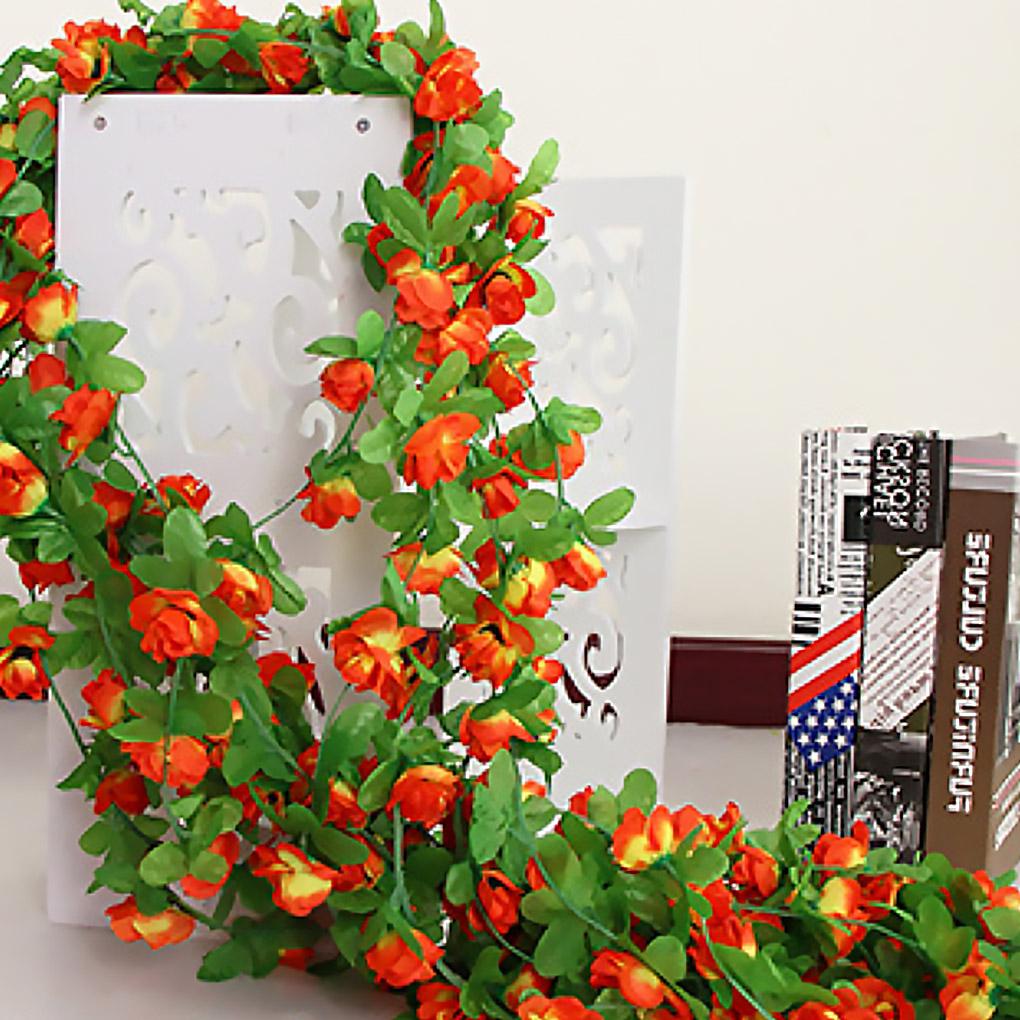2Pcs Artficial Small Rose Flower Hanging Vine Plant Decoration for Wedding