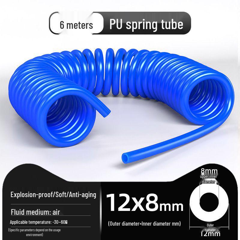 Retractable 8mm PU Spiral Air Hose with Quick Pneumatic Connector