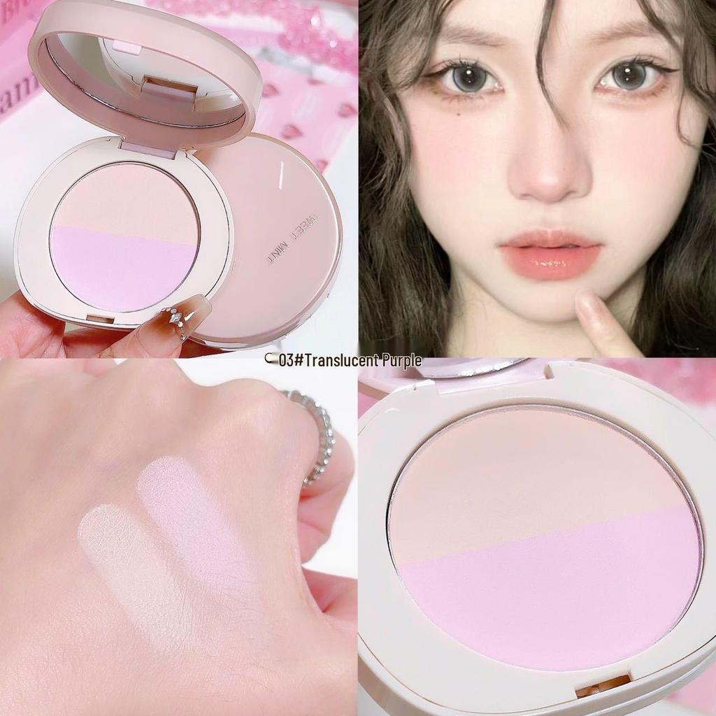 SweetMint Dual-Color Setting Powder: Long-Lasting, Translucent, Brightening, Natural Finish, with Oil Control and Portable Design.