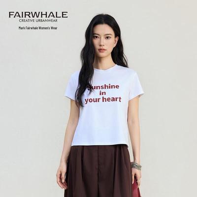 Damen Kurzarm-T-Shirt mit Buchstaben-Print
