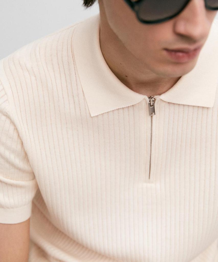 Masimodutti Zipper Collar Knit Polo Sweater