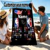 Custom Name Personalized NBA Print Beach Towel, for Trip Camping Beach Party Home Decor, Birthday Gift for Family & Friends