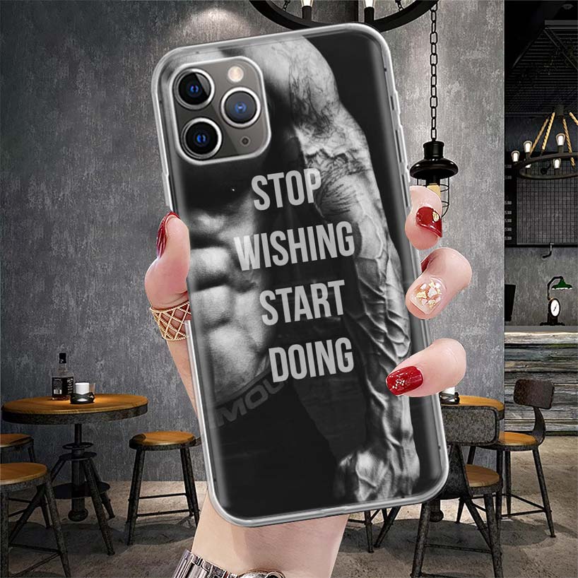 Bodybuilding Gym Fitness Muscle Soft Phone Case For IPhone 11 17 Air 16E 16 Pro Max 15 + 14 Plus 13 Mini 12 Apple 7 SE 8 Fundas