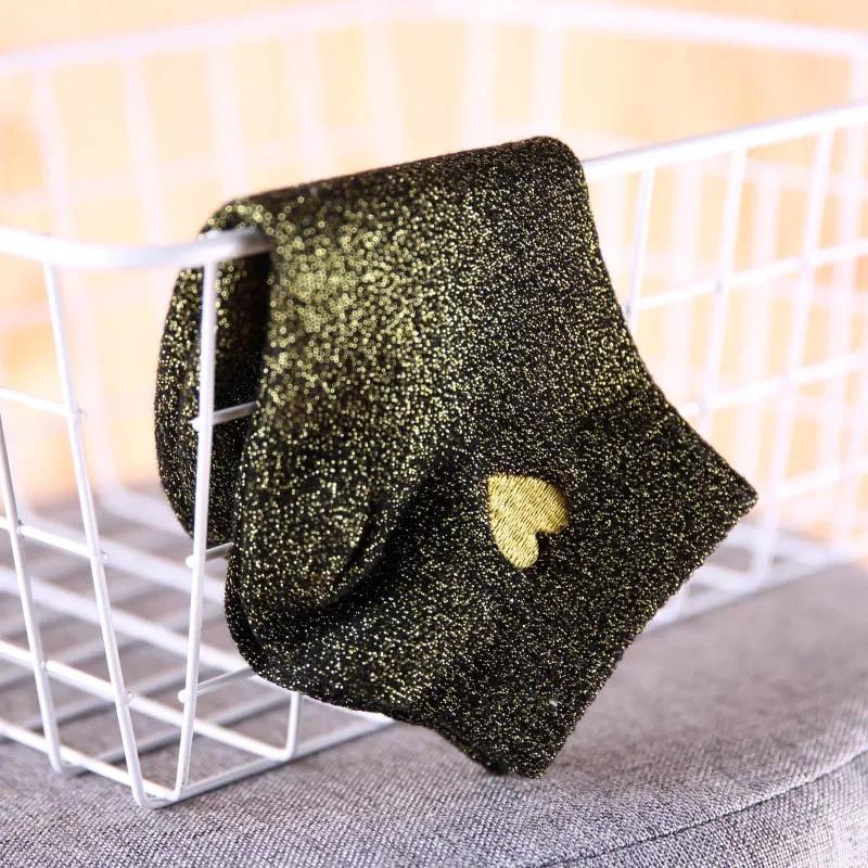 Women Embroidery Love Heart Glitter Socks Fashion Funny Gold Silver Silk Colorful Shining Sokken Shiny Calcetines Mujer Dropship