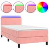 Sommier à lattes avec matelas - Maison Exclusive - 90x190 cm - Velours Rose - Bande LED intégrée