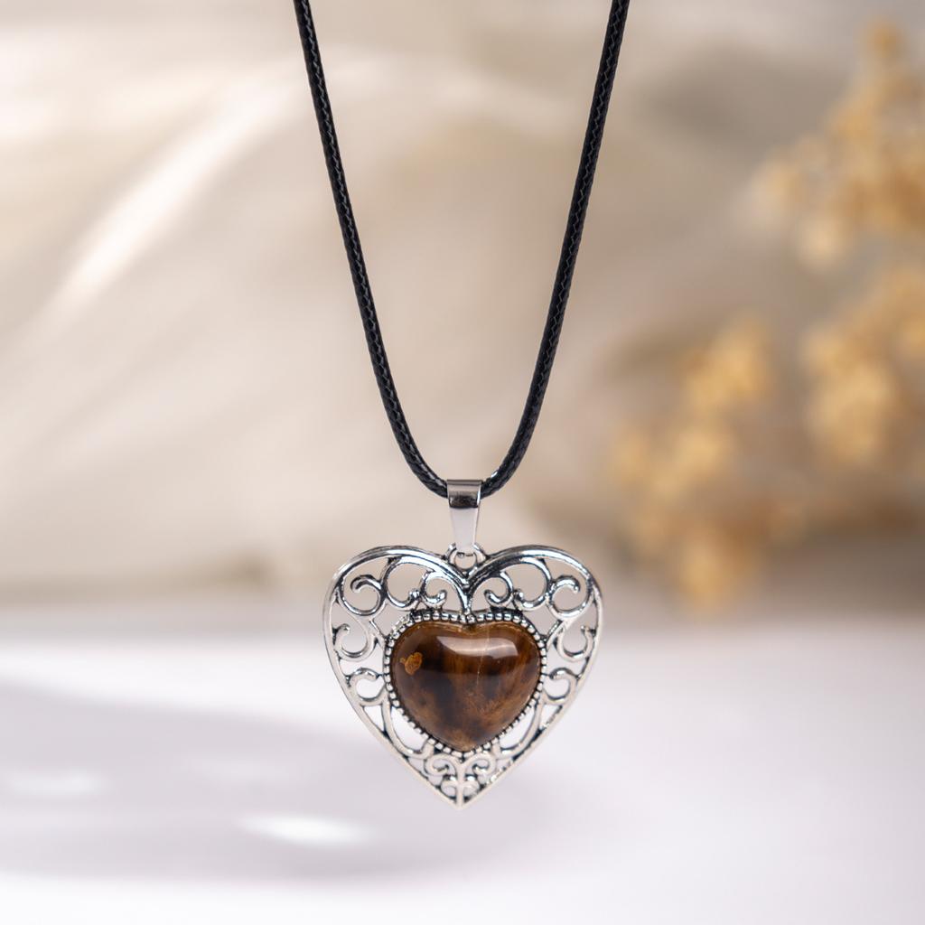 Natural crystal pendant, pink crystal, Dongling, hollowed out heart-shaped necklace, jewelry,Christmas gift, Stocking stuffers, Valentine's Day gift