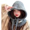 Autumn and Winter New Korean Style Anti Aging Balacala Cap Buttoned Scarf Cap  One Piece Women's Ear Protecting and Warm Knitted Cap