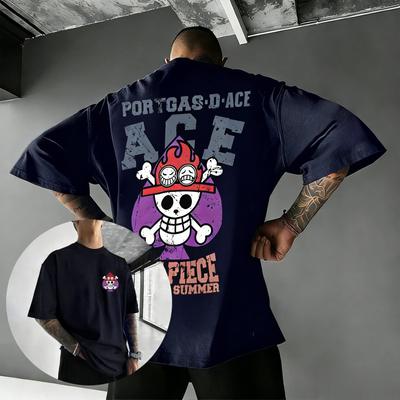 Unisex Ace Ensidig Anime Grafisk T-shirt Herrar Kvinnor 2026 Sommar Bomull Kortärmad T-shirt Streetwear Casual Topp Skalle Y2k Kläder