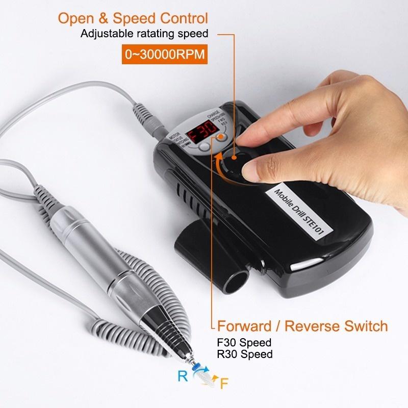 Mașină electrică portabilă de găurit pentru unghii, mașină de manichiură pentru șlefuitor de unghii cu gel acrilic, echipament reîncărcabil pentru arta unghiilor