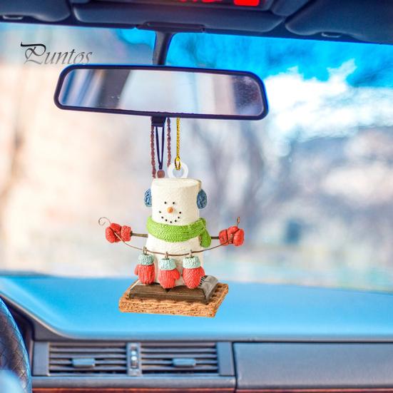 Vánoční závěsná dekorace sněhulák 3D akrylové opakovaně použitelné auto zpětné zrcátko kreslený přívěsek vánoční stromeček ozdoba na párty dárky