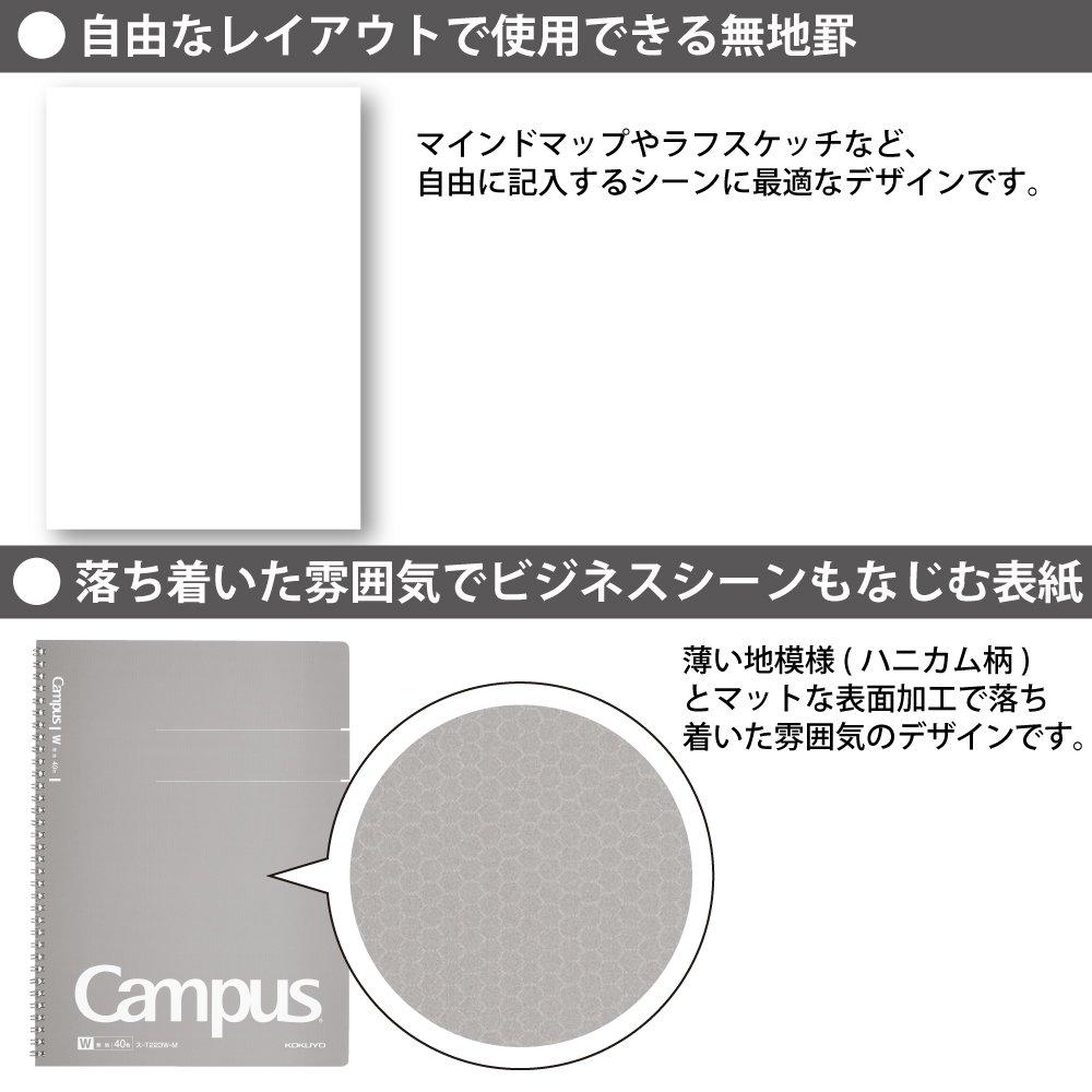 KOKUYO Spiral 40 Notebook, Adult, Canvas, Plain, A4, Sheets, Su-T223W-M