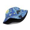 Cappello a Secchiello Reversibile Double Face con Disegno Notte Stellata - Cappello da Sole da Viaggio Moda Occidentale per Unisex Uso Quattro Stagioni