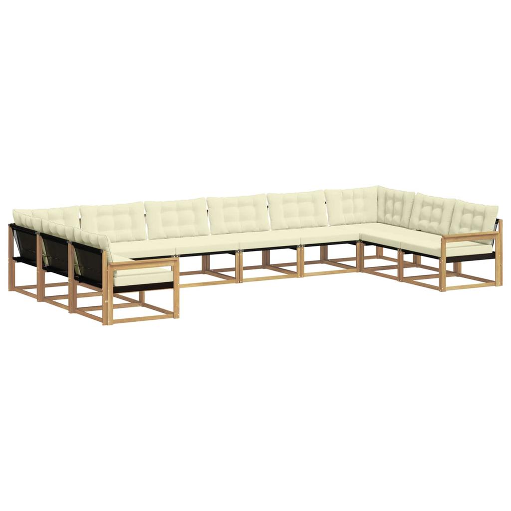 Outdoor Sofa Set with Cushions 10 pcs White and Cream