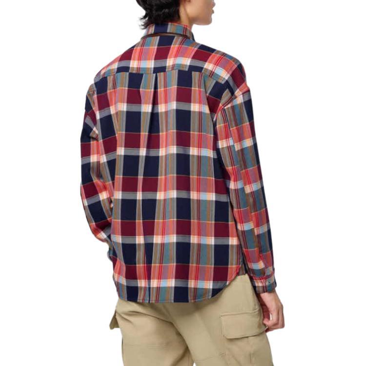 Timberland Plaid Point Collar Button Drop Shoulder Long Sleeve Shirt Men shirts Red TB0A6J5KE091