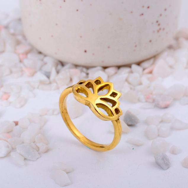 

Brass Lotus Flower Ring, Open Lotus Stacking Ring, Yoga Spiritual Jewelry, Minimalist Boho Gift, Purity Symbol Ring 12 золотий