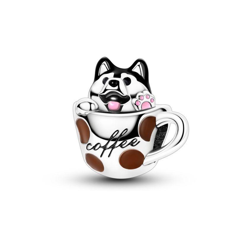 925 Silver Food Series Charms Beads Coffee Cup Bread Cake Ice Cream Pendant Fit Bracelet Necklace Women DIY Fine Gifts