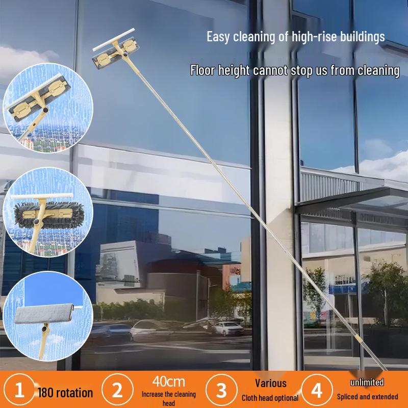 Žinylková oboustranná stěrka na okna s vysokým dosahem s prodlouženou tyčí