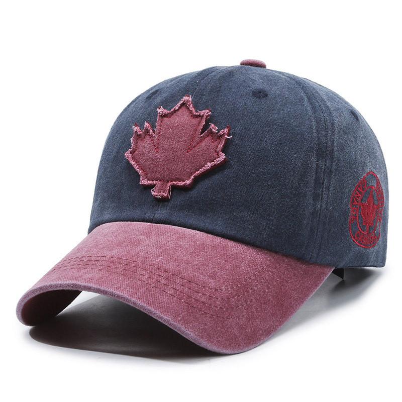New Trend Adjustable Cotton Baseball Hat With Maple Leaf Decoration Design For All Seasons