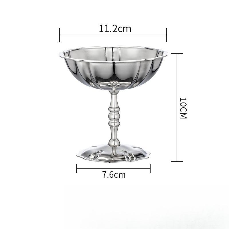 Dessert Cup 304 Stainless Steel Snack Bowl Pudding Cup Snack Saucer, Ice Cream Ice Cream Cup Tall Foot
