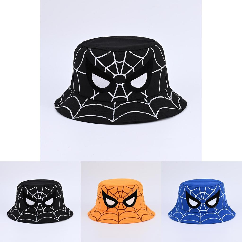 Cartoon Spider Fisherman Hat With Sun Protection For Kids Outdoor Summer Casual Wear
