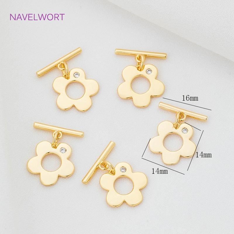 18K Gold Platinierte Blumen-/Herz-/Pentagramm-/Schmetterlingsform Toggle-Verschlüsse Für Schmuck, Messing Verbindungsverschlüsse, DIY Schmuckzubehör