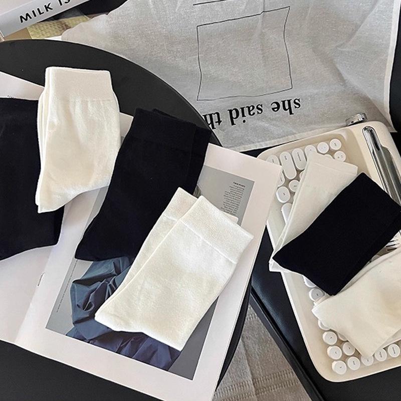 Women's Pure Cotton Breathable Mid-Calf Socks - Sweat-Absorbent, High Elastic, Anti-Pilling, Seamless, Postpartum Versatile Socks