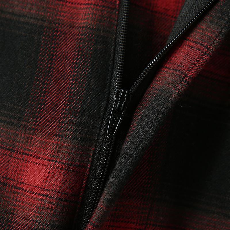 Осенние мужские повседневные эластичные брюки на молнии в клетку — фото 8