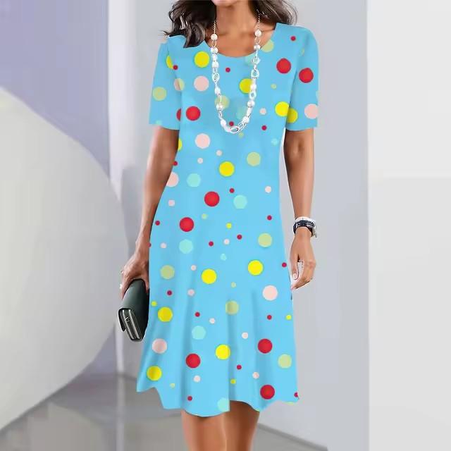 Elegant Fashion Short Sleeve T-shirt Dress Beach Vacation Midi Dresses Women 3d Print Clothing