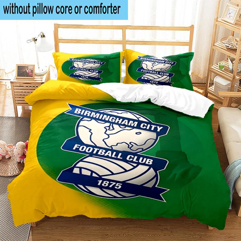 3pcs Birming-ham Football Club Printed Bedding Set Duvet Cover Closure Includes 1 Duvet Cover & 2 Pillowcases Bedding Sets Home Decor Gifts
