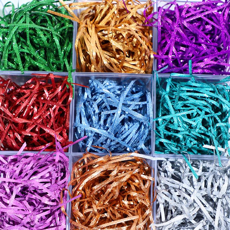 Shimmering Gold & Silver Raffia Shreds for Gift Boxes and Wedding Candy Packaging