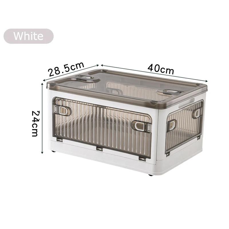 Foldable Storage Box Closet Organizer Stackable Sundries Organizer with Wheels Home Storage Large Capacity Books Snack Toy Bin