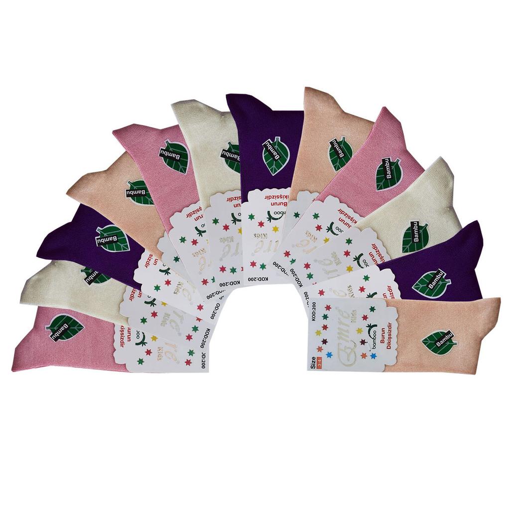 Emre 12 Girl Child Bamboo Seamless Socks Long Socks