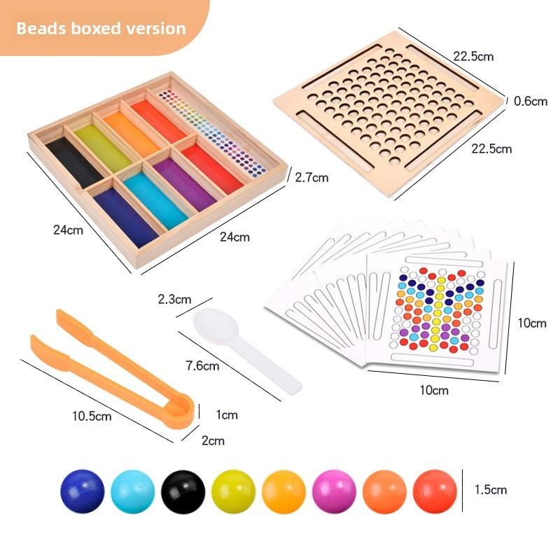 

Wooden Bead Sorting Toy For Toddlers Hand Eye Coordination Development Educational Gift Pearl Bead Box