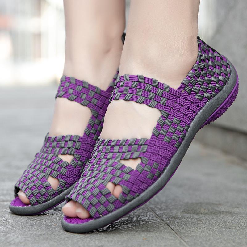 Korean Style Elastic Woven Women's Casual Sneakers