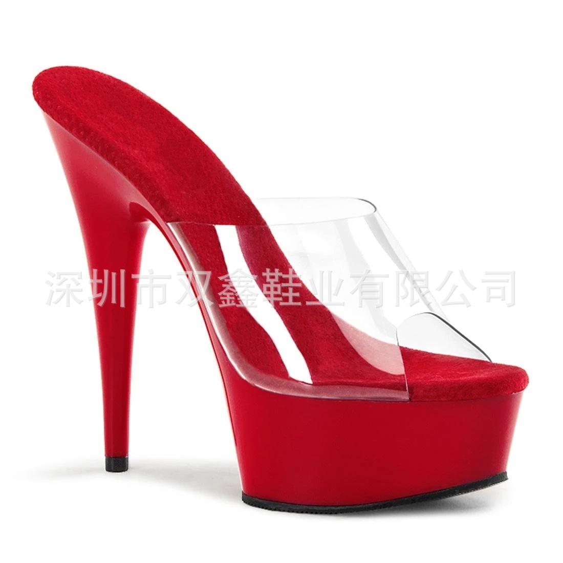 

Женские босоножки на платформе, черные танцевальные туфли на каблуке 15 см, женская обувь для ночного клуба YKC 42 красный
