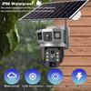 Caméra solaire 12MP 3 objectifs 4G Carte SIM Réseau Zoom 10X Protection de sécurité pour maison intelligente Vision nocturne 6K Caméras de surveillance vidéo IP CCTV