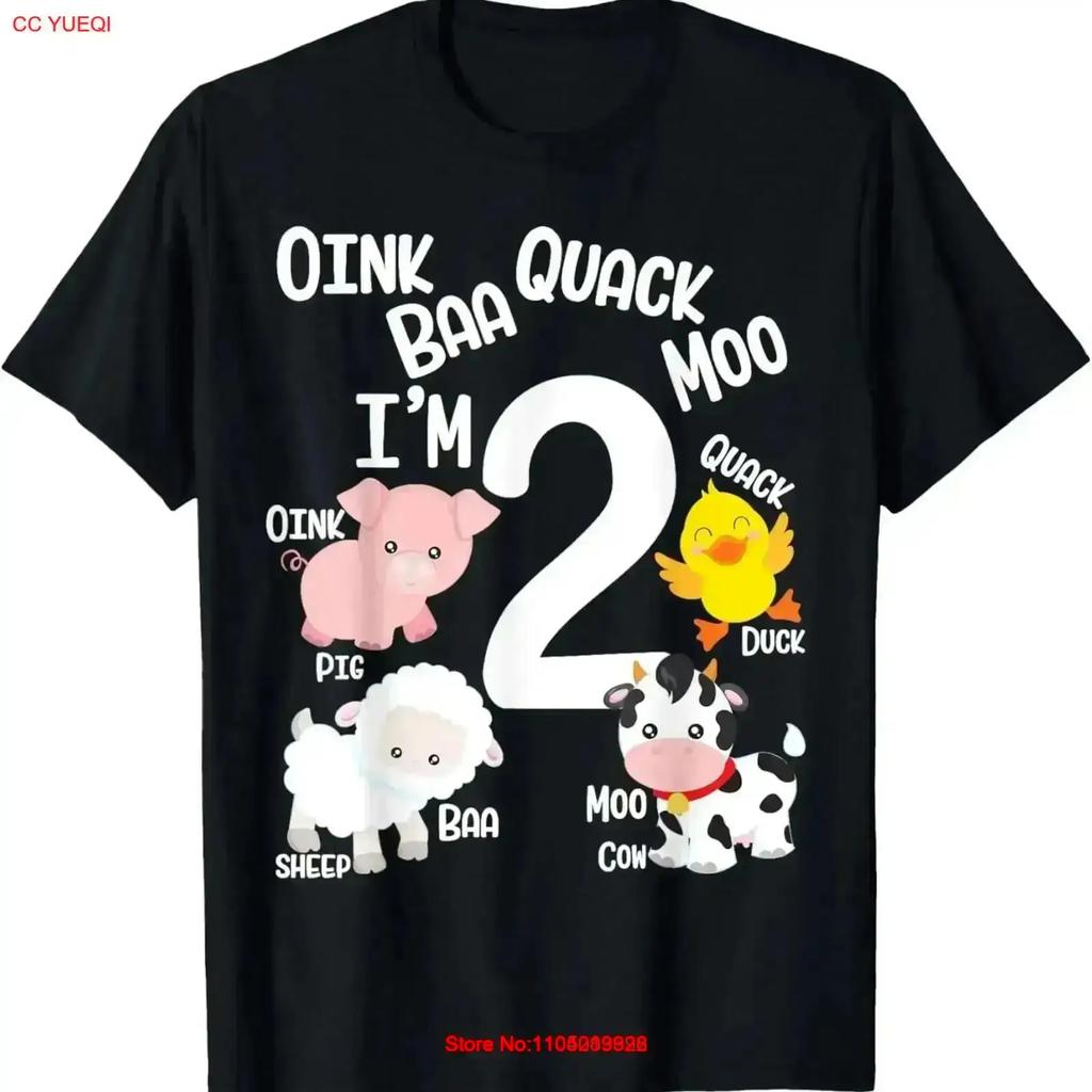 Oink Baa Quack Moo Im 2 Bauernhof Thema Geburtstag Jahre Alt T Shirt vintage Gewaschen Lässig designer kleidung Dehnbar homme vintage