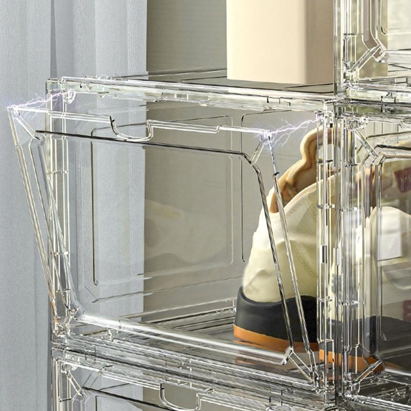 Portable Shoe Storage Containers Practical Clear Shoe Storage Boxes Stackable Design Case for Entryway or Closet