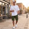Mens Casual Cargo Shorts with Drawstring Waist Relaxed Fit Lightweight Fabric Multiple Pockets Knee Length Design