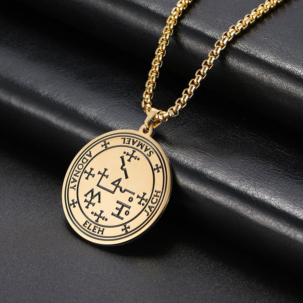 Dawapara Archangels Samael Seals Pendant The Son of Zacharias In The Desert Vintage Amulet Men Necklace Stainless Steel