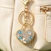 Keychain Pendant Heart Shape Charm Key Holder with Enamel Flower Design Lightweight Anti-Oxidation Durable Lobster Clasp Keyring