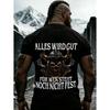 Men's Black Short Sleeve T-Shirt with Viking Skull Graphic, Crew Neck, Relaxed Fit, Soft Cotton Blend, Bold German Text Design for Casual Wear