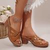 Thick Heel Slippers Women's 2025 New Summer Foreign Trade Fashion Hollow Fish Mouth Word Women's High Heel Cool Slippers Women