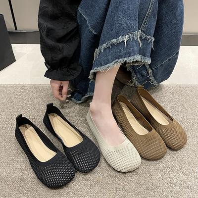 Chaussures plates à rayures pour femmes, mocassins d'automne décontractés, talon plat, semelle antidérapante, chaussures pieds nus, baskets à bout carré, taille 42
