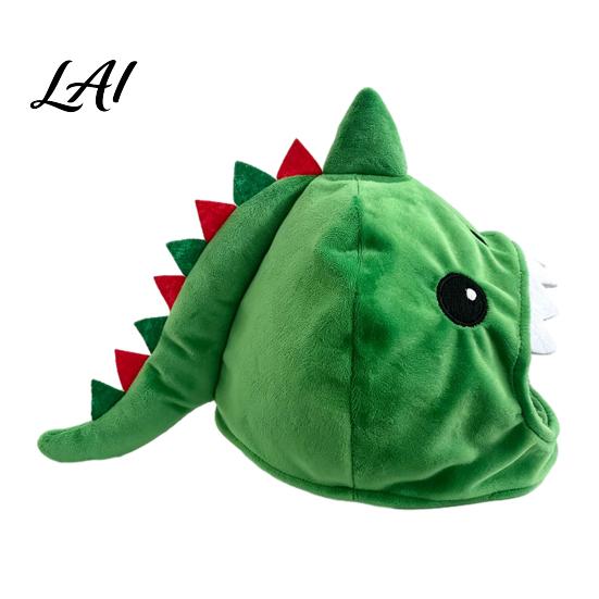 Funny Pet Outfit for Internet Celebrities Cute Dinosaur Hat Cats Soft Plush Cat Headwear Secure Fit Cats with Shark Design Novelty Green Costume 3D