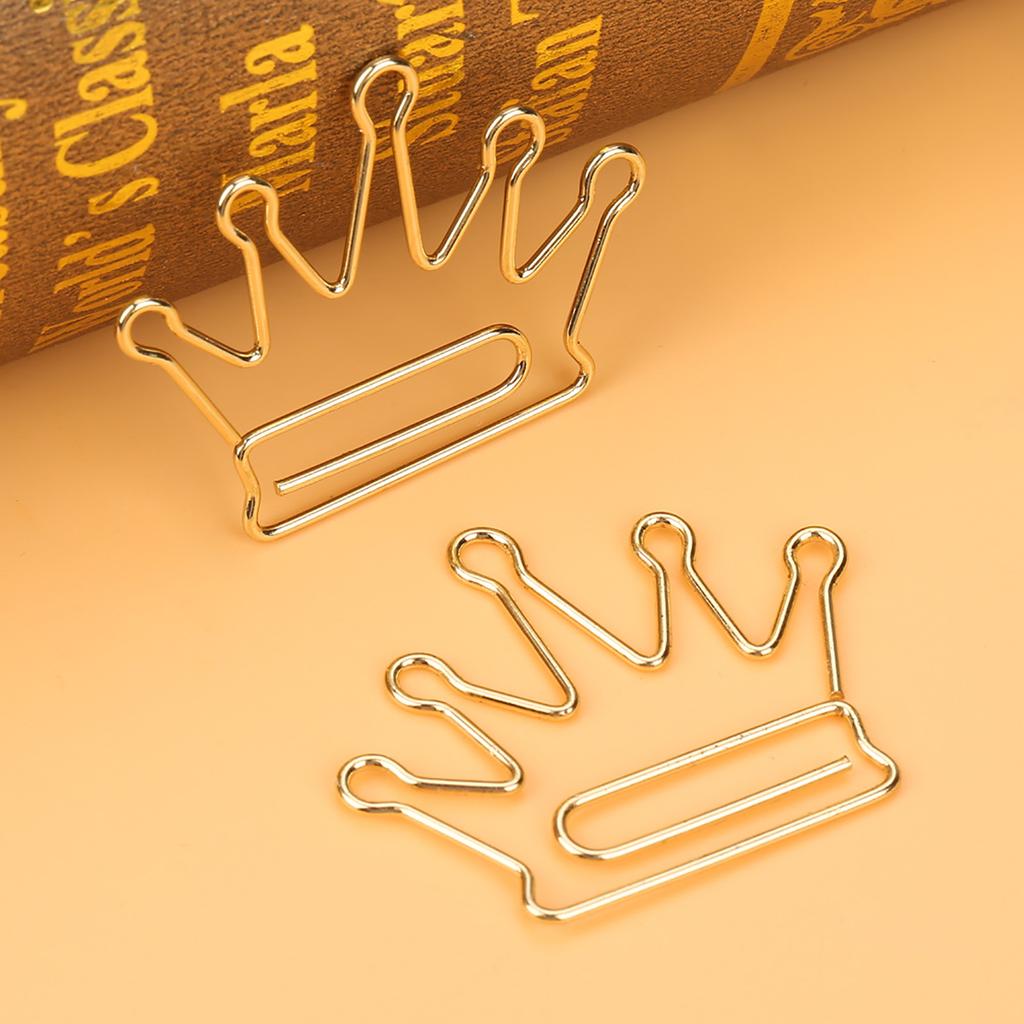 10pcs Crown Shape Paper Clips Bookmark Marking Document Organizing Clip Stationery Supplies